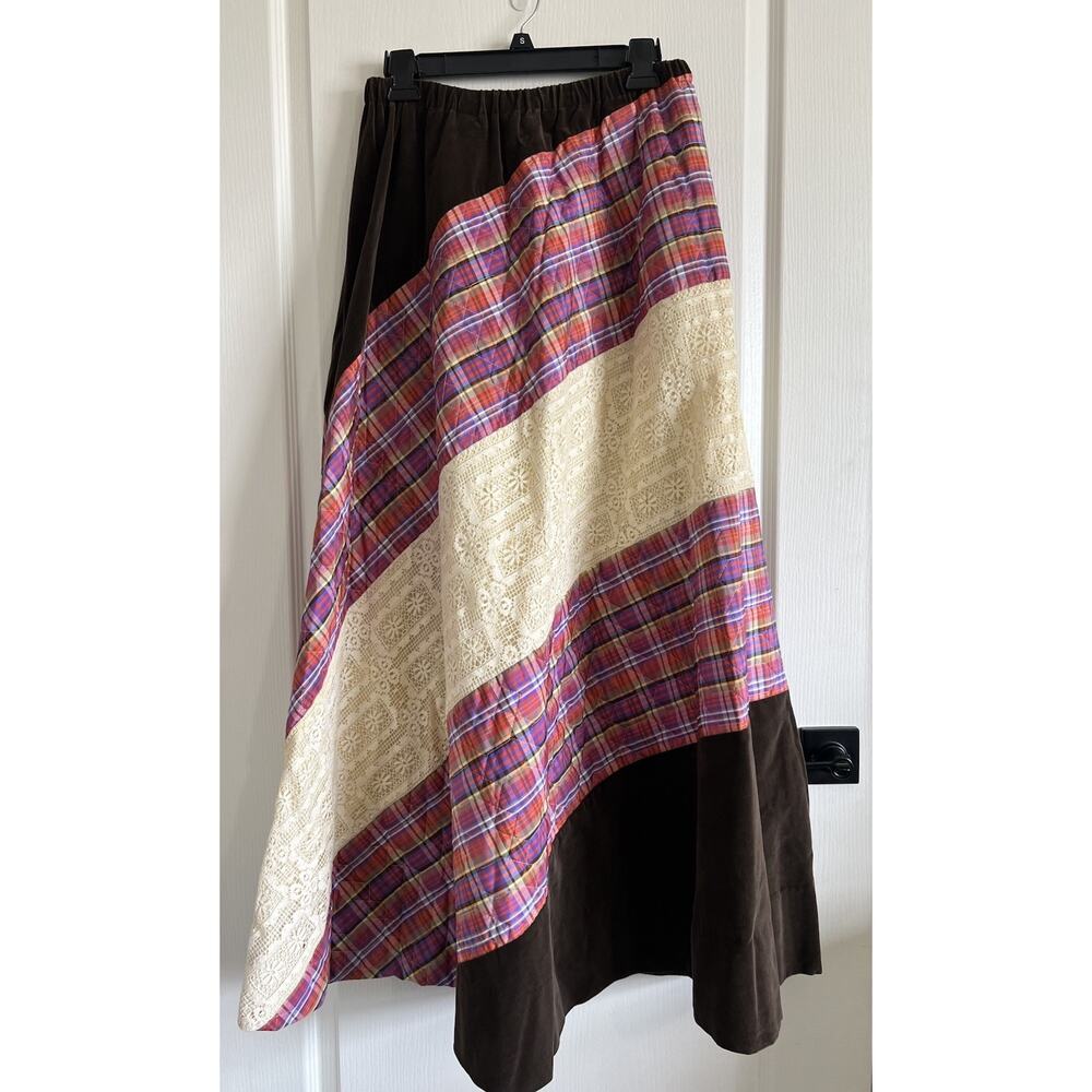 Vintage Chessa Davis Womens Maxi Skirt Velvet Lace Quilted Cottagecore Boho S/M - Picture 8 of 16